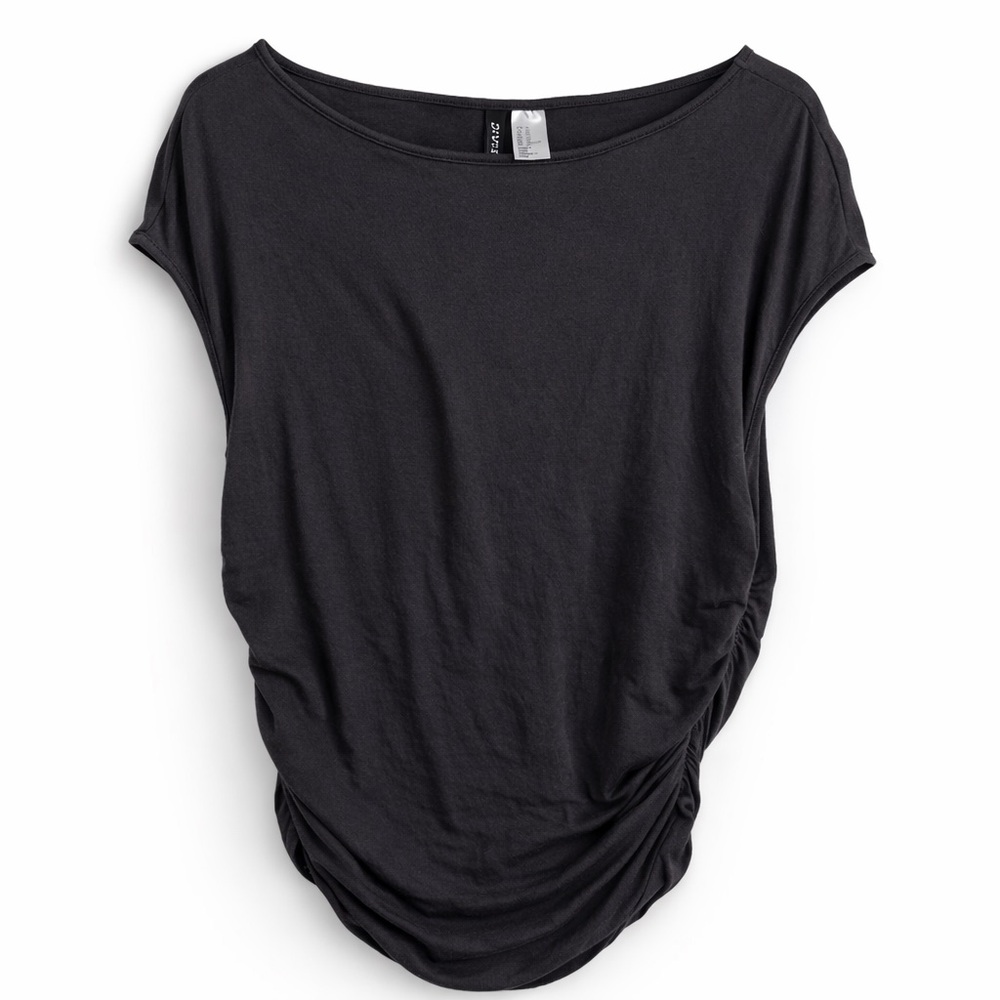 H&M Divided Black Ruched Side Top XL Soft Draped Short Sleeve Tee